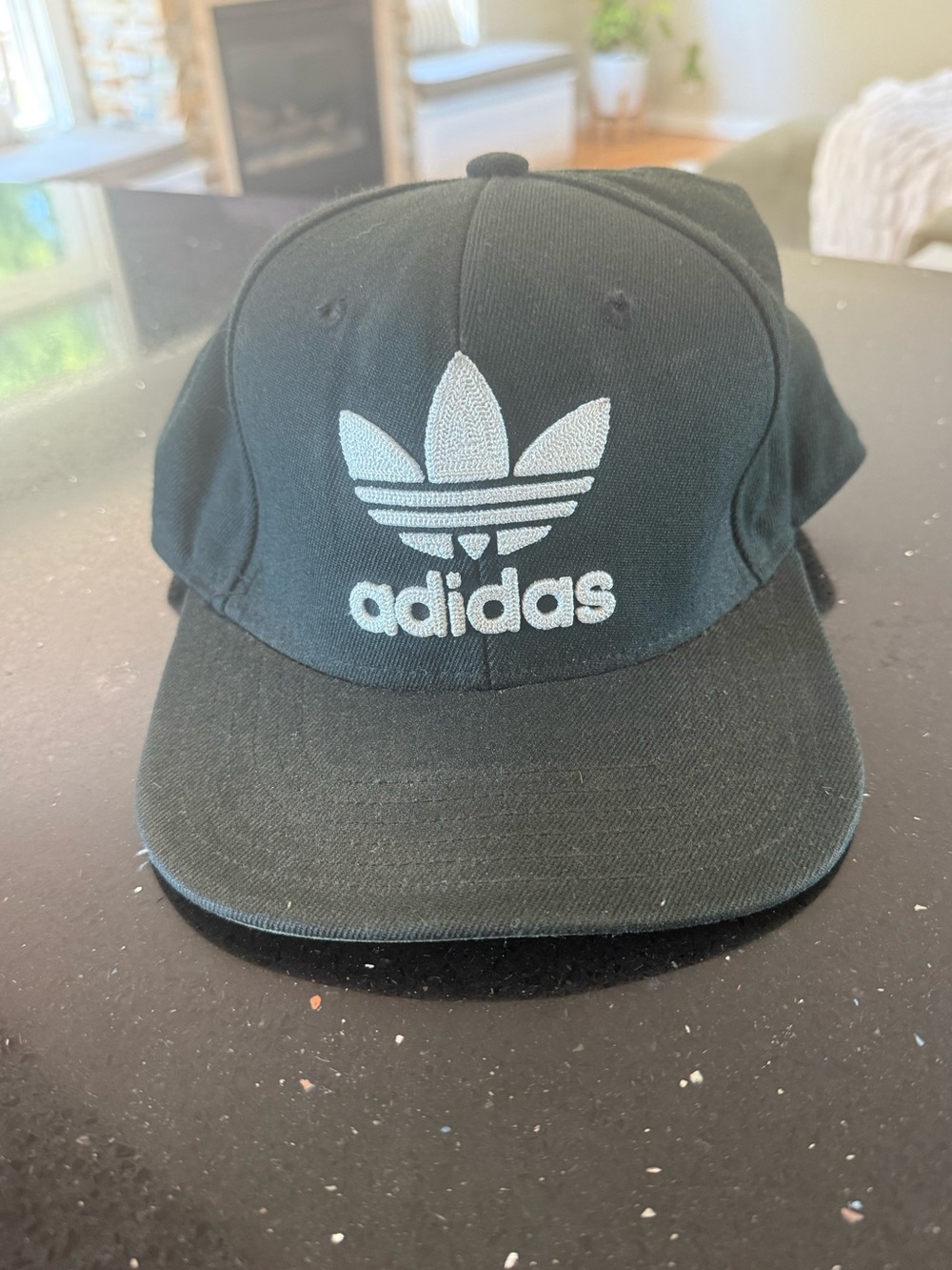 adidas Black Snapback Hat with White Trefoil Logo